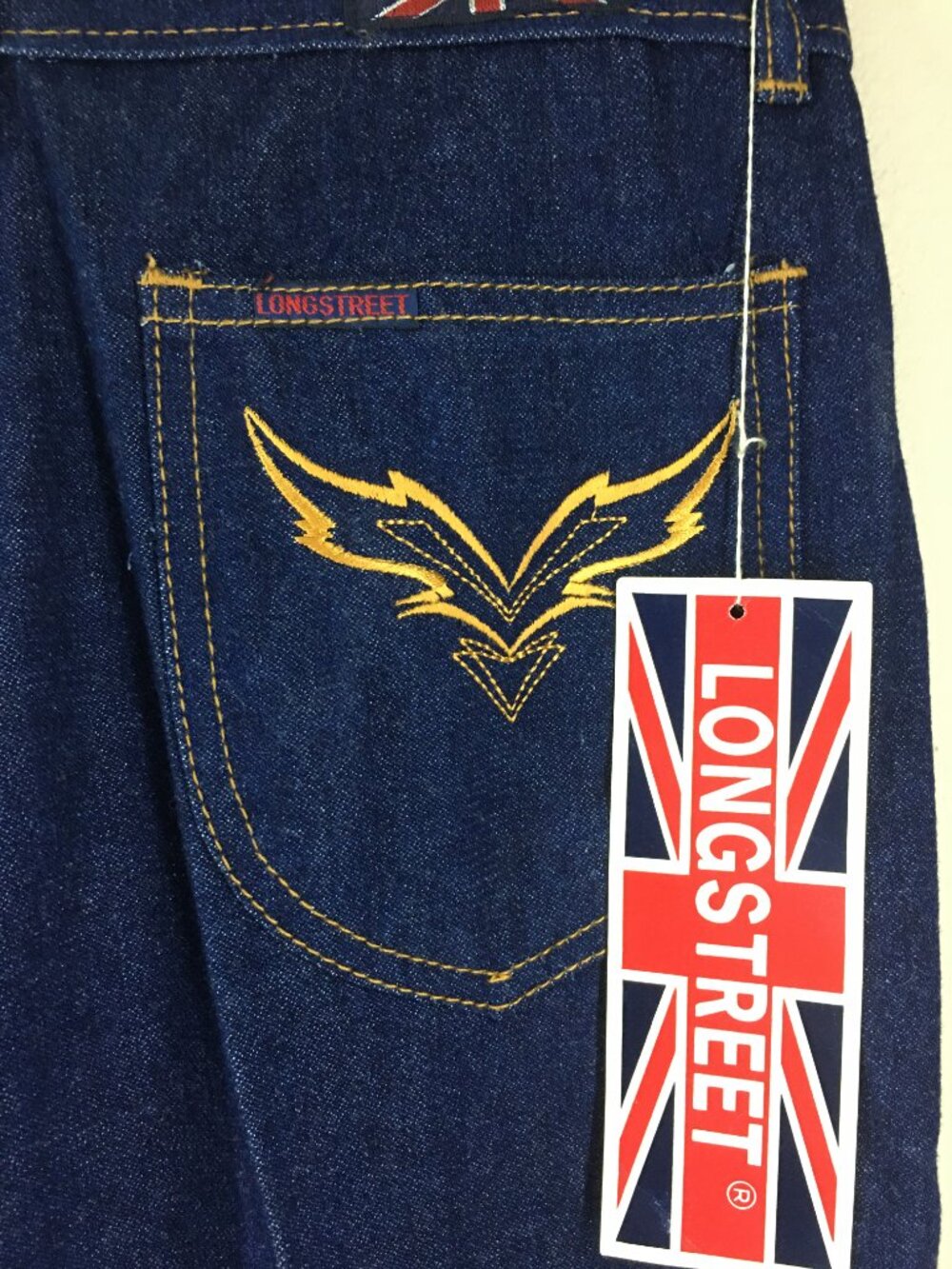 VINTAGE 70's Deadstock LONGSTREET High Waisted Flare Jeans Dark Wash 🕺🪩 - Picture 4 of 15